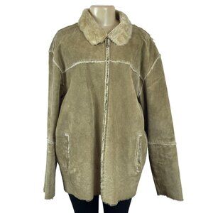 Leather Limited Women's Tan Long Sleeve Zip Up Leather Coat Sz XL